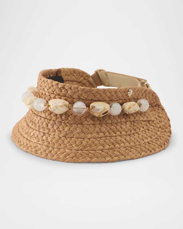 Nyla Packable Pebble Braided Raffia Visor